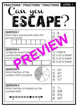 Preview of Fractions Escape Room