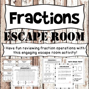Preview of Fractions Escape Room Activity