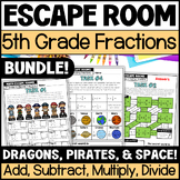 Fractions Escape Room - Adding, Subtracting, Multiplying, 
