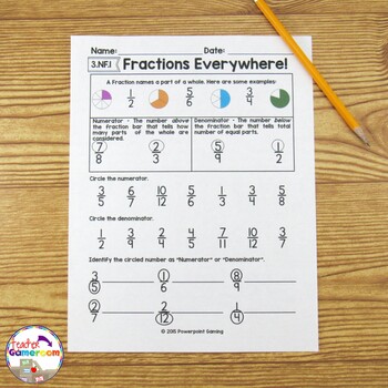 Fraction Mini Set - Introduction to Fractions Worksheet by Teacher Gameroom