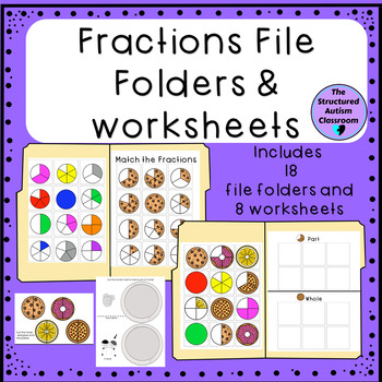 Preview of Fractions File Folders and Worksheets for Autism and Special Education