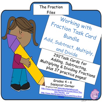 Preview of Fractions Task Cards Bundle - Add, Subtract, Multiply, & Divide Fractions