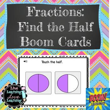 Preview of Fractions Find the Half | Boom Cards