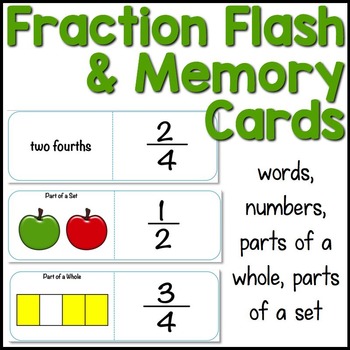 Preview of Fractions Flash Cards & Memory Game