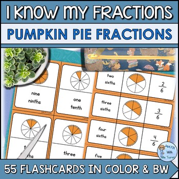 Preview of Fractions Flashcards and 3-Part Puzzles | Pumpkin Pie Theme