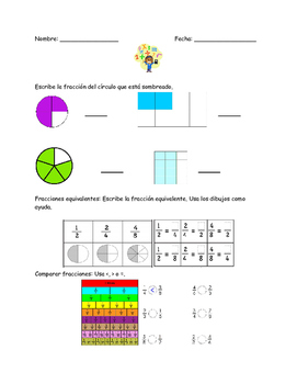 Preview of Fractions (Fracciones) Homework, exit slip