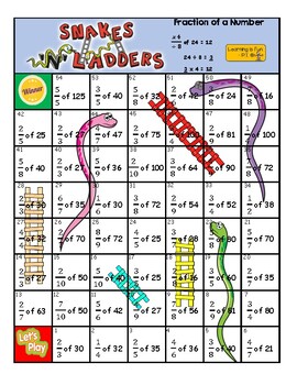 Preview of Fractions - Fractions of a Number - Board Game - Snakes and Ladders