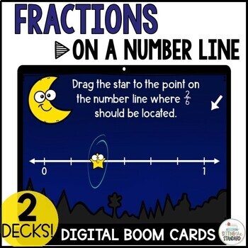 Preview of 3rd Grade Fractions on a Number Line Math Boom Cards