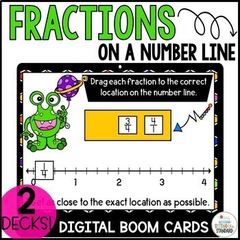 Preview of Fractions on a Number Line 3rd Grade Math Boom Cards