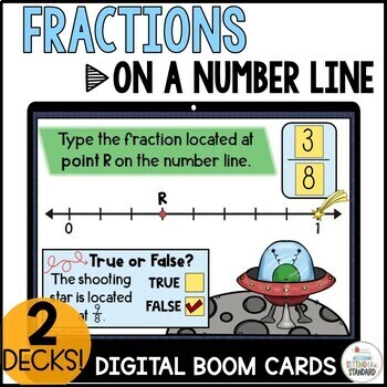Preview of Fractions on a Number Line 3rd Grade Math Digital Boom Cards