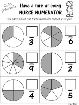 Fractions Fun - Denominator & Numerator Worksheets by Livy and Boo