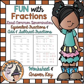 Preview of Least Common Denominator Equivalent and Add Subtract Fractions Worksheet