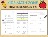 Fractions GRADE 4-6 Worksheets- Compare, Add, Subtract, Mu
