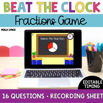 Preview of Fractions Game for PowerPoint Beat the Clock Digital Game for 1st and 2nd Grade