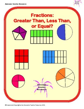 Preview of Fractions: Greater Than, Less Than, or Equal? Worksheet