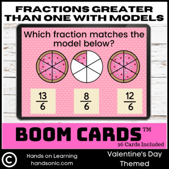 Preview of Fractions Greater Than One with Models Boom Cards