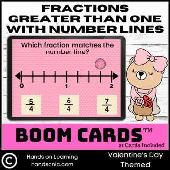 Preview of Fractions Greater Than One with Number Lines Boom Cards