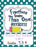 Fractions Greater than One FREEBIE Common Core 3.NF.1