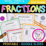 Fractions Halves Thirds Fourths 2nd Grade Math Worksheets 