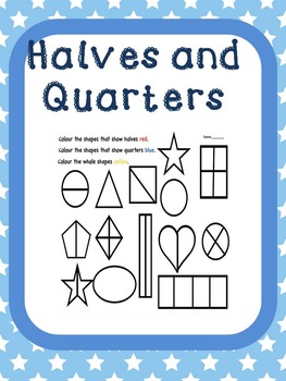 fraction halves quarters worksheets teaching resources tpt