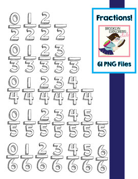 Fractions! Hand-drawn shadow/cartoon fraction clip art (61PNG Files)