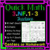 Fractions Homework or Fractions Math Centers for 3rd Grade