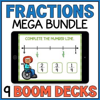 Preview of Fractions Identifying, Comparing, Adding Unit Boom Cards - 3rd Grade