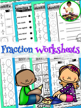 Preview of Fractions Worksheets | Fractions Halves Thirds Fourths 2nd Grade Math Worksheets