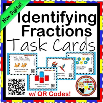Preview of Fractions Identifying Fractions TASK CARDS NOW Digital!