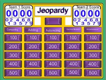 Preview of Fractions Jeopardy 4th Grade Review