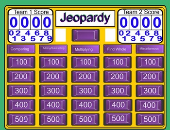 Preview of Fractions Jeopardy 5th Grade Review