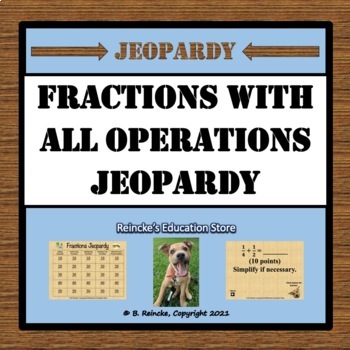 Preview of Fractions Jeopardy (Add, Subtract, Multiply, Divide with Unit Fractions)