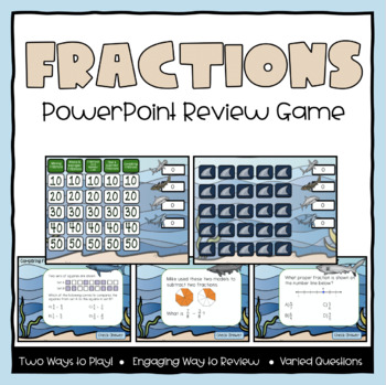 Preview of Fractions Jeopardy Math Review Game