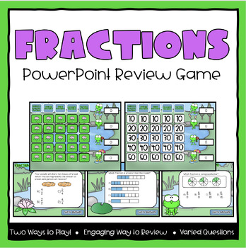 Preview of Fractions Jeopardy Math Review Game - Fourth Grade