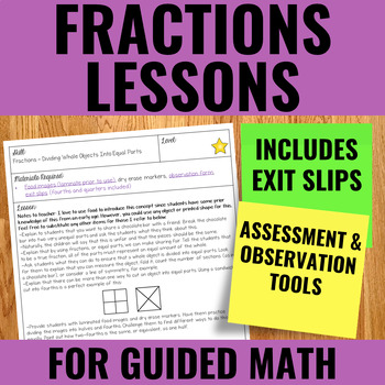 Preview of Fractions Lessons for Guided Math | Differentiated | 2020 Ontario Math and CCSS