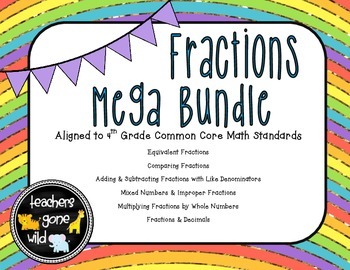 Preview of Fractions MEGA Bundle - 4th Grade Common Core Aligned