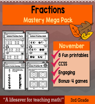 Preview of Fractions "Mastery Pack" for November