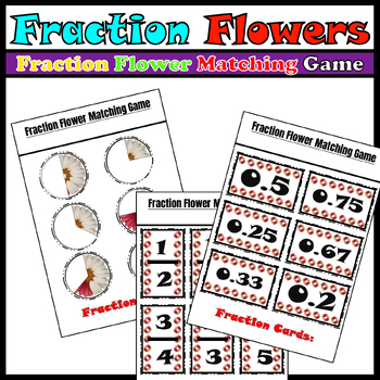 Preview of Fractions Matching & Game Cards,Fraction Flower,Fraction Matching