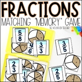 Fractions Matching Memory Game - 1st, 2nd or 3rd Grade Fra