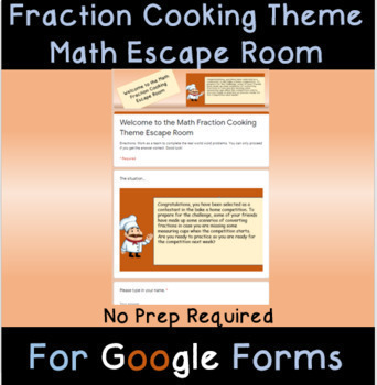 Preview of Fractions Math Cooking Escape Room