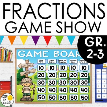 Preview of Fractions 2nd & 3rd Grade Math Game Show Review & Test Prep Jeopardy Style Game