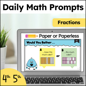 Preview of 4th Grade Math Warm Up - Fraction Number Talks - Paperless Morning Work Journal