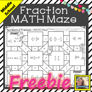 Preview of Fractions Math Maze Free Digital Activity Distance Learning