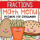Fractions Math Menu Choice Board