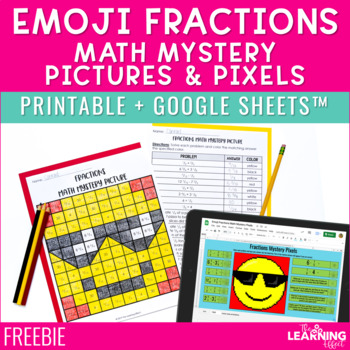 Preview of Fractions Math Mystery Picture Worksheet & Pixel Art Activity | FREE