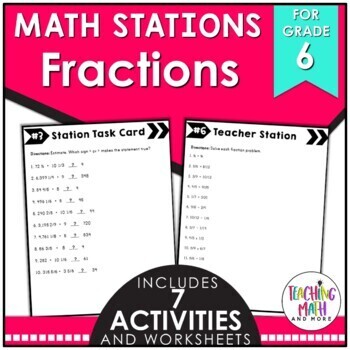 Preview of Fractions Math Stations