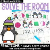 Fractions Math Task Cards First Grade Solve the Room