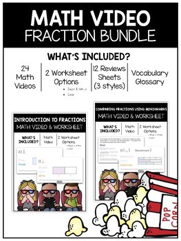 Preview of 4.NF.1 - 4: ALL Fractions Math Video and Worksheet BUNDLE
