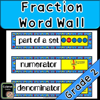 Preview of Fractions Math Word Wall (2nd Grade)