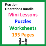 FRACTION Operations BUNDLE:  Mini Lessons, Puzzles, Worksh